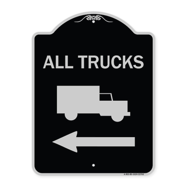 Signmission Trucks All Trucks W/ Truck & Left Arrow Heavy-Gauge Aluminum Sign, 24" x 18", BS-1824-22783 A-DES-BS-1824-22783 - main